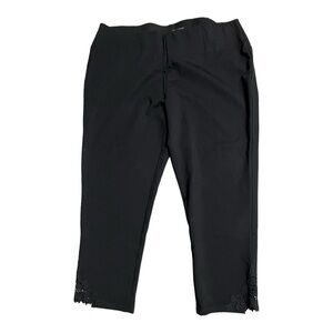 Catherine’s Comfort Waist Pull-On Black Ankle Paint With Lace Inset Size 2X
